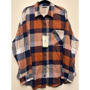 Alpine‎ design men's flannel shirt, large, orange/blue NWT